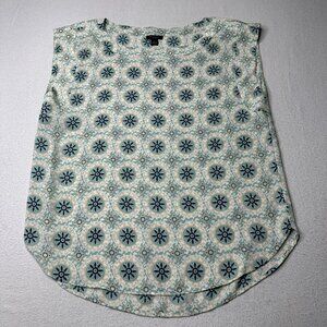 Ann Taylor Factory Womens Knit Sleeveless Blue Green Lightweight Blouse Size S